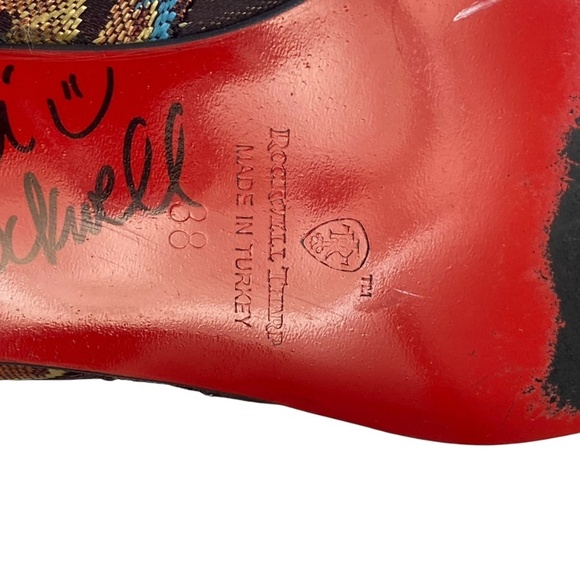 ROCKWELL THARP Signed Brocade Booties Chocolate Gold Turquoise Size 38 - Picture 8 of 11